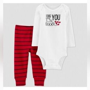 CARTERS BABY “I DIG YOU” 2 PC SET- RED MULTI SIZES (NEW WITH TAGS) A12